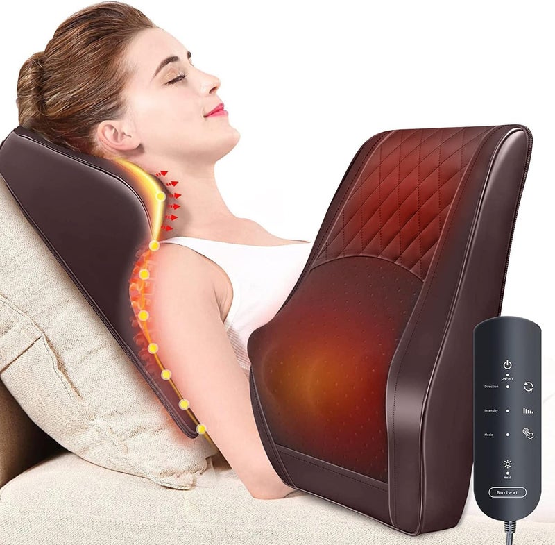 Boriwat Back Massager Neck Massager with Heat, Shiatsu Massage Pillow for Pain Relief, Massagers for Neck and Back, Shoulder, Leg, Christmas Gifts for Men Women Mom Dad, Stress Relax at Home Office and Car - Image 1